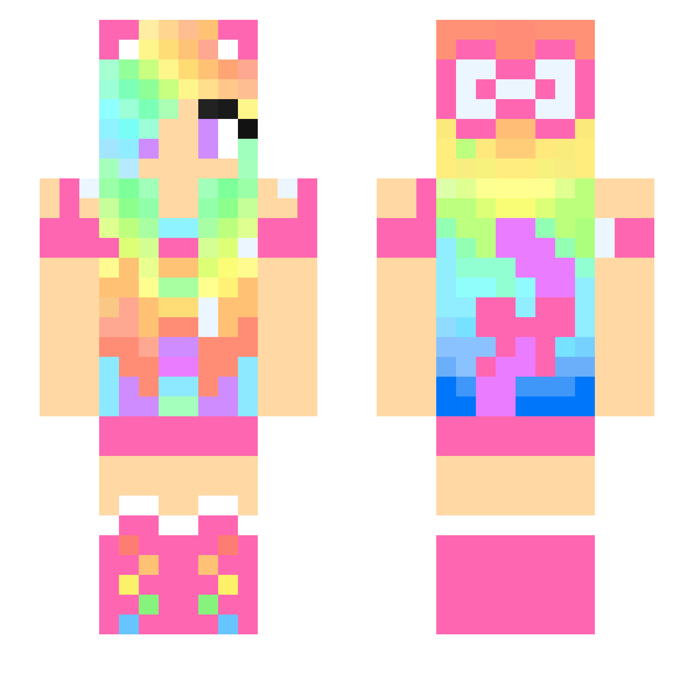 Te3Roo Minecraft skin, front and back view