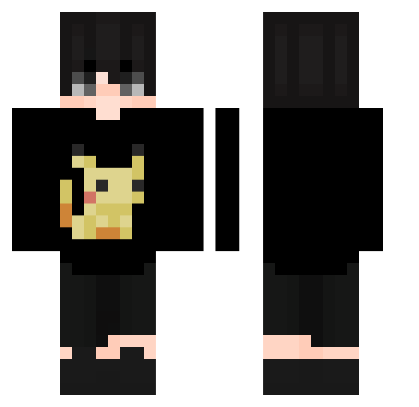 Teegai Minecraft skin, front and back view