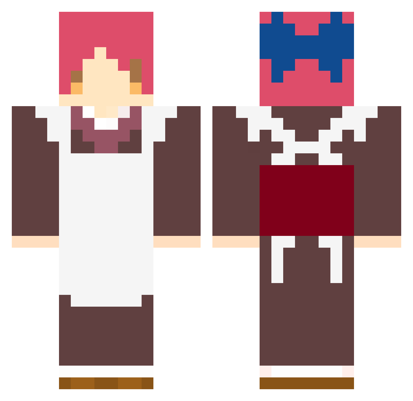 Jawkeks Minecraft skin, front and back view