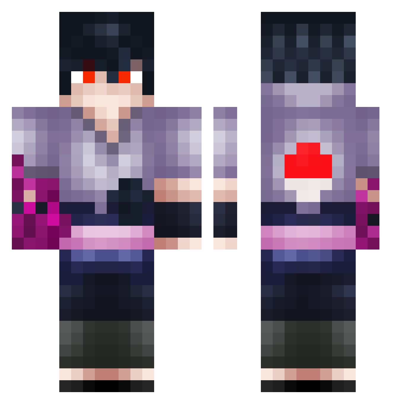 YYHxAnGuS Minecraft skin, front and back view