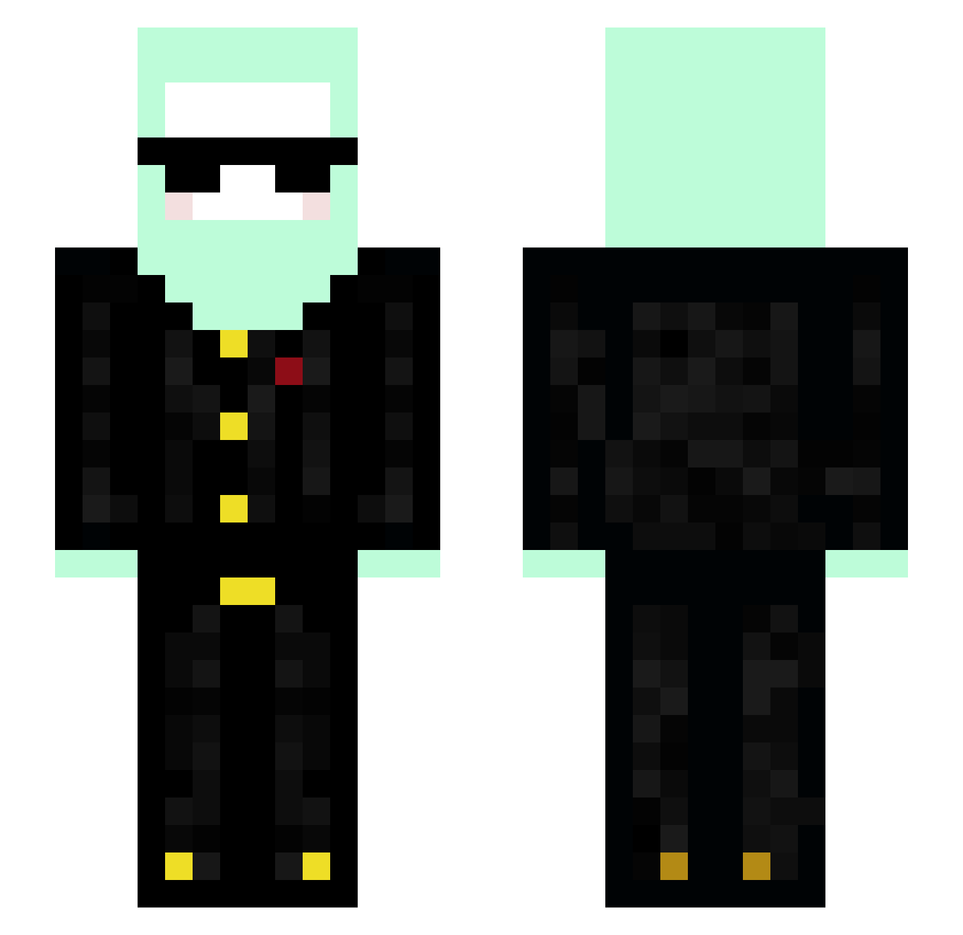 ForgottenB Minecraft skin, front and back view