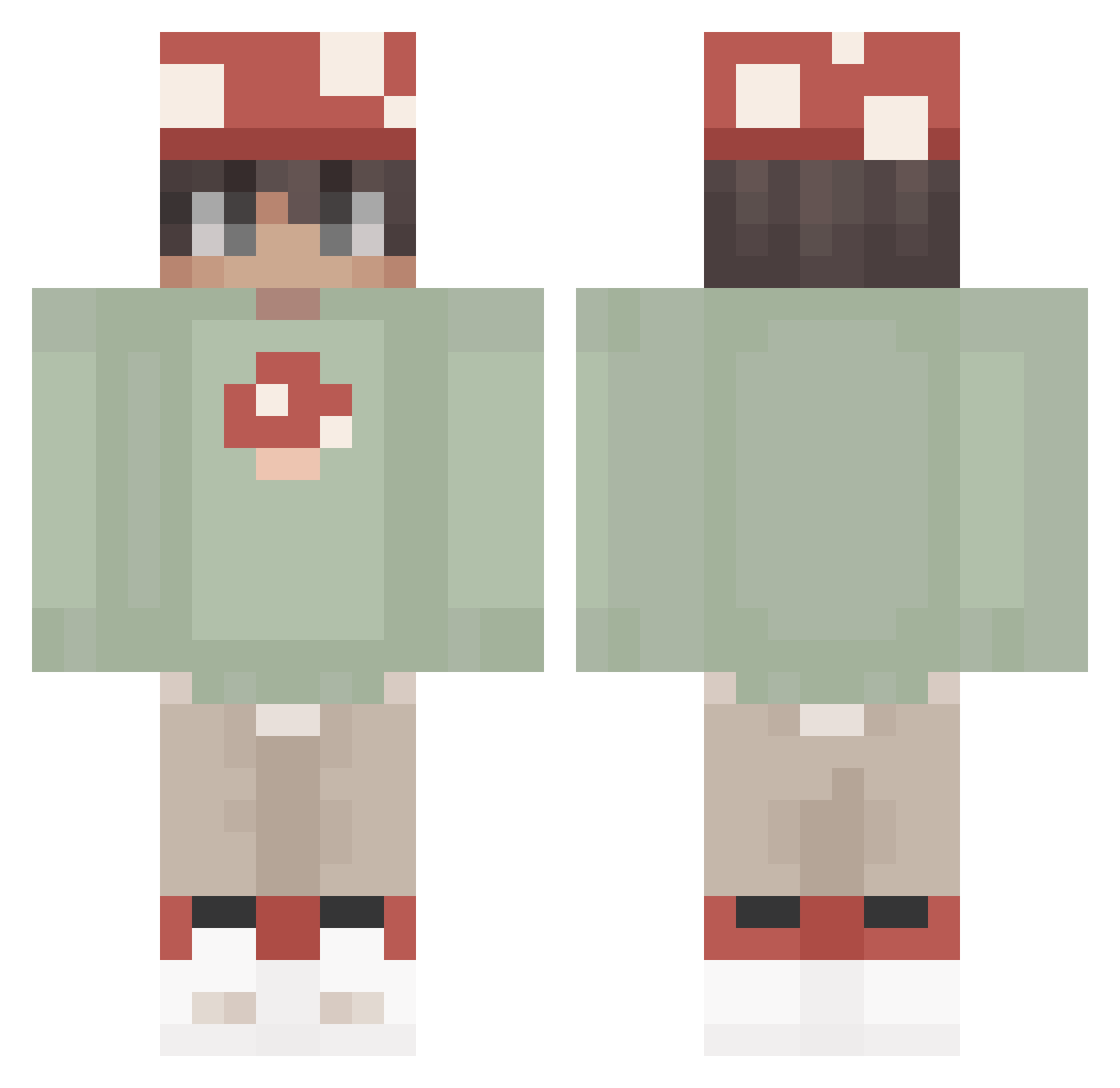 Jamespotta Minecraft skin, front and back view