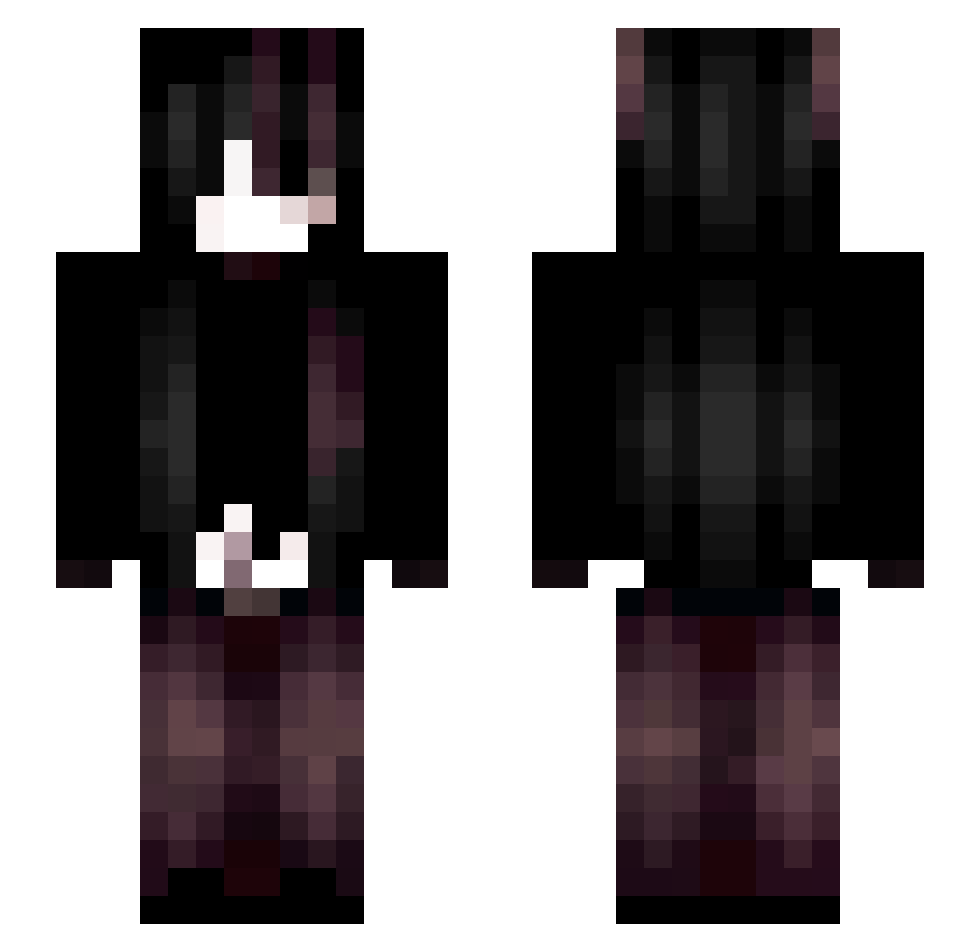 Discra Minecraft skin, front and back view