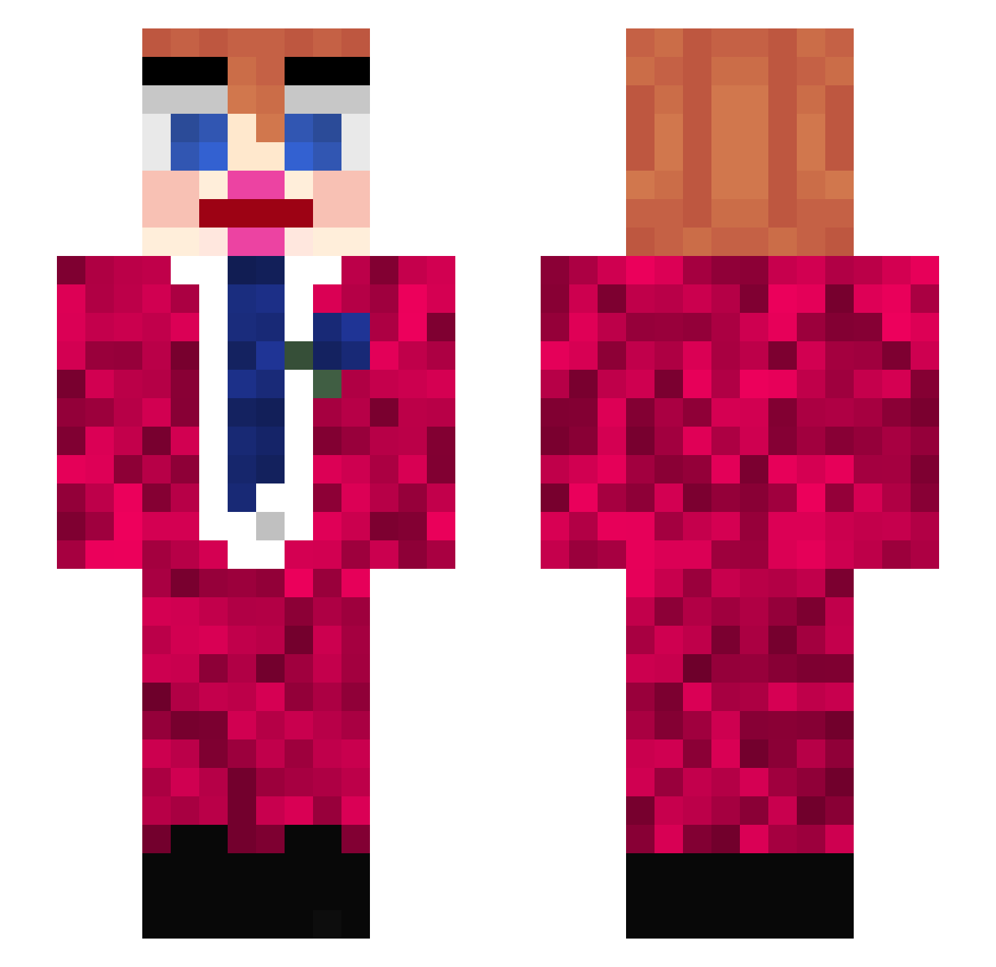teckybot Minecraft skin, front and back view