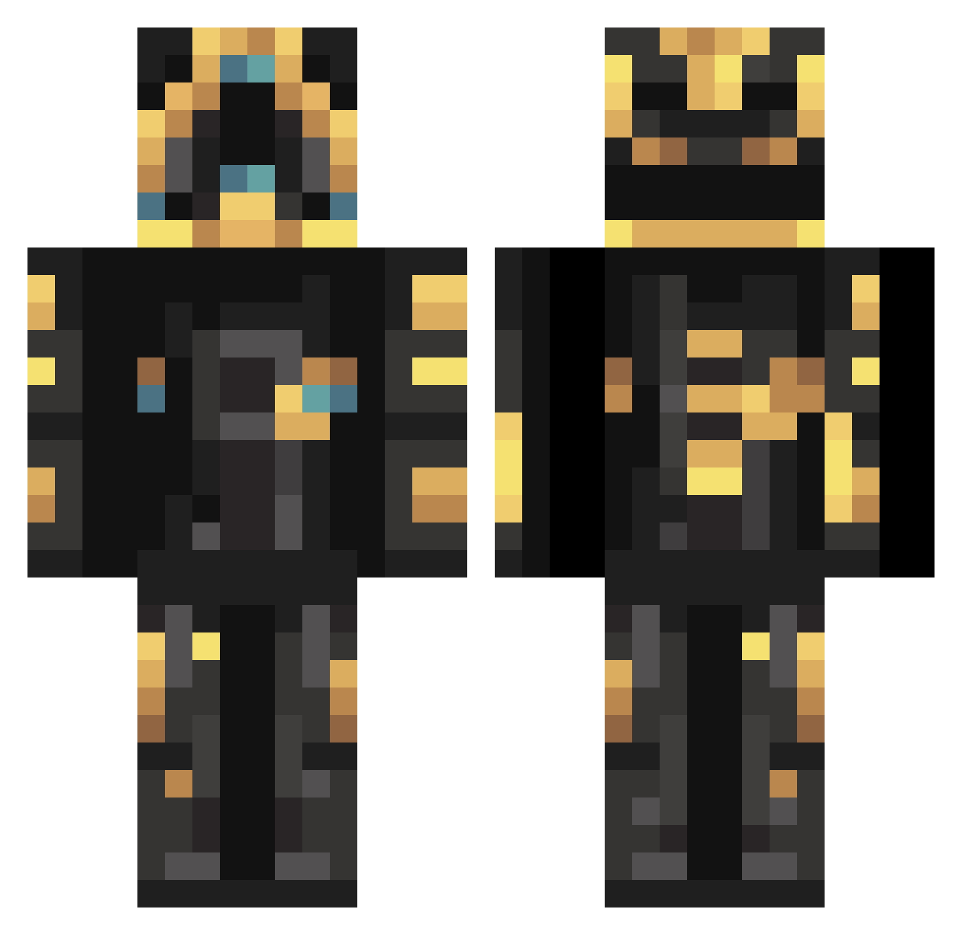 Occibo Minecraft skin, front and back view
