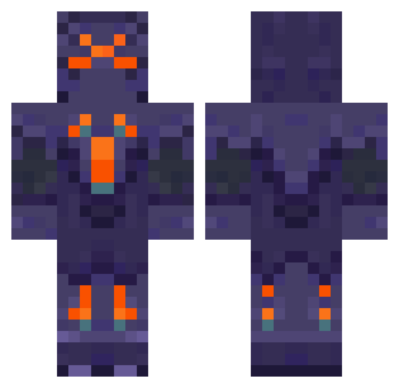 hey_darkman Minecraft skin, front and back view