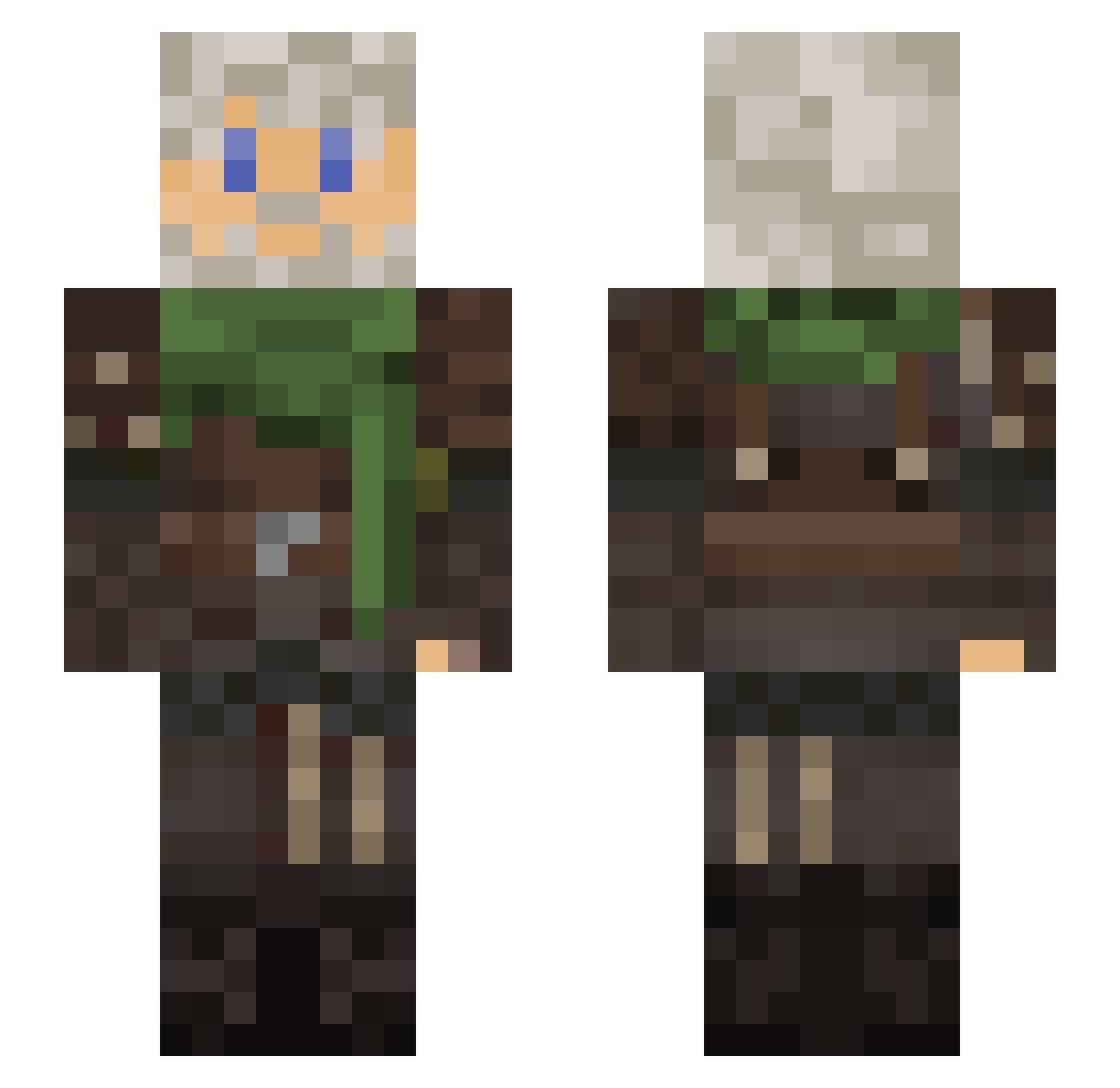 Chemical_ash Minecraft skin, front and back view