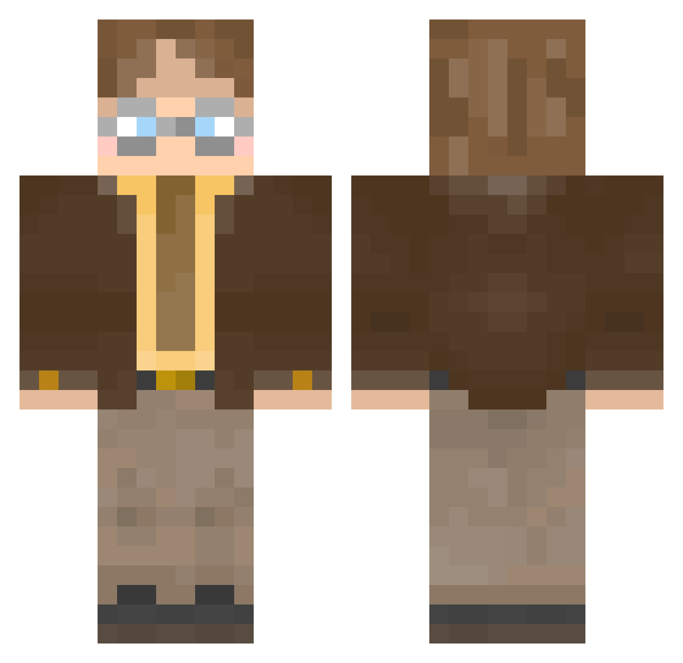 MeGustaLu Minecraft skin, front and back view