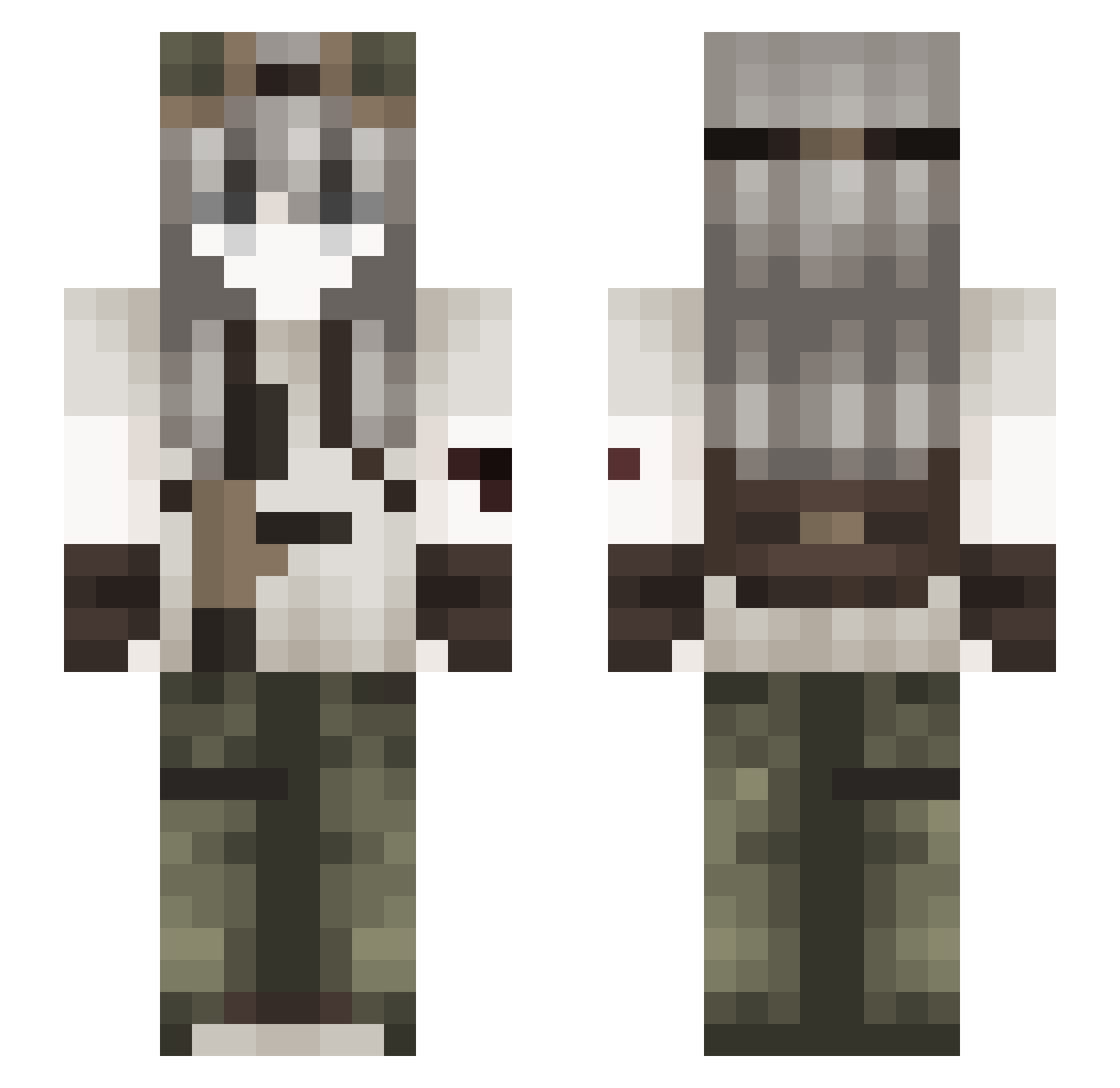 jotohell Minecraft skin, front and back view