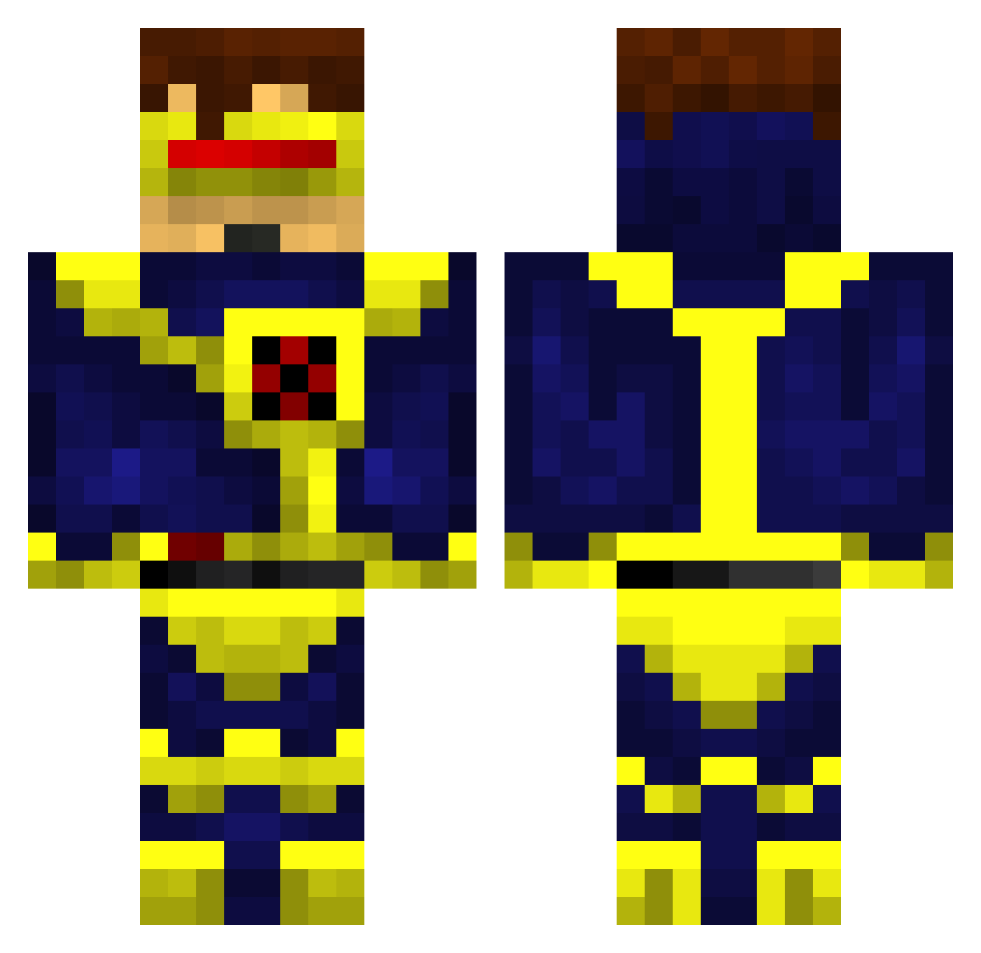 avalanching Minecraft skin, front and back view