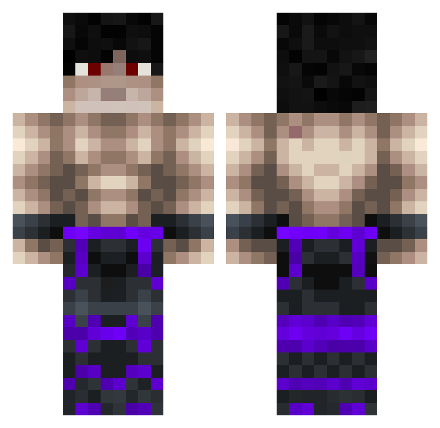 XrayColaid Minecraft skin, front and back view
