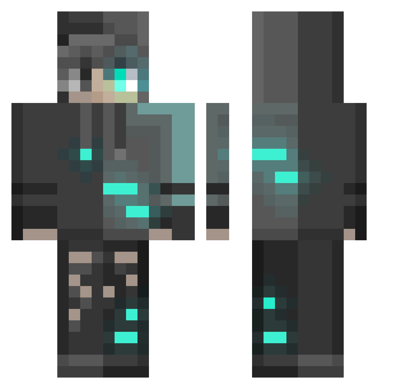 Kushennnn Minecraft skin, front and back view