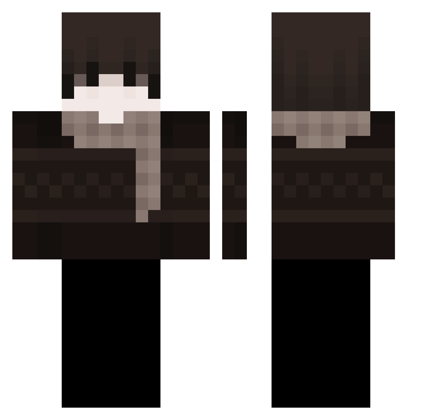 WawaDaCat Minecraft skin, front and back view