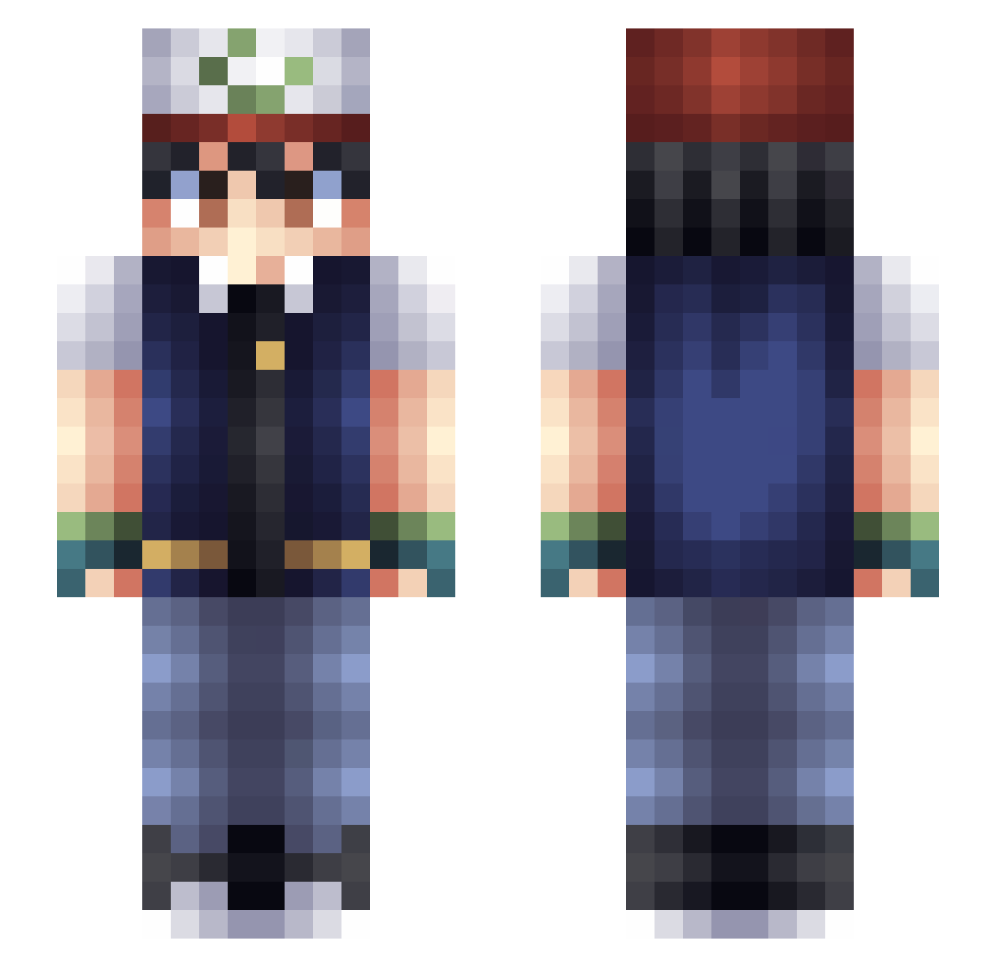 Xpa101 Minecraft skin, front and back view