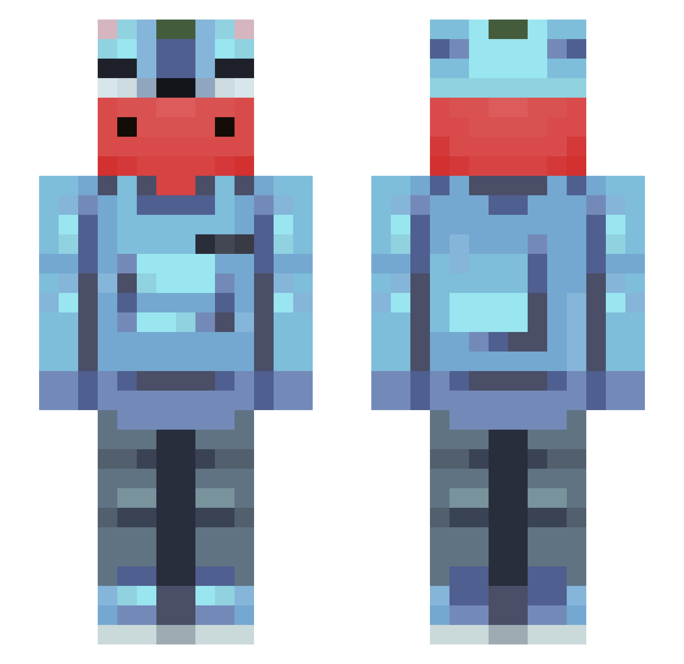 GindaGamer Minecraft skin, front and back view