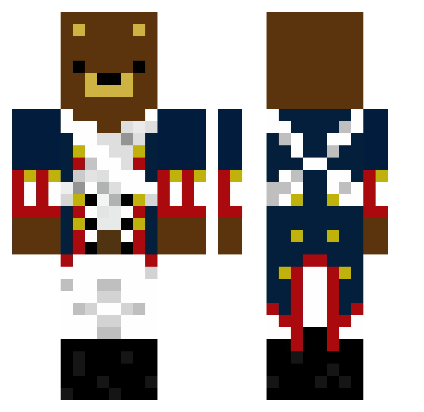 TestingRuben Minecraft skin, front and back view