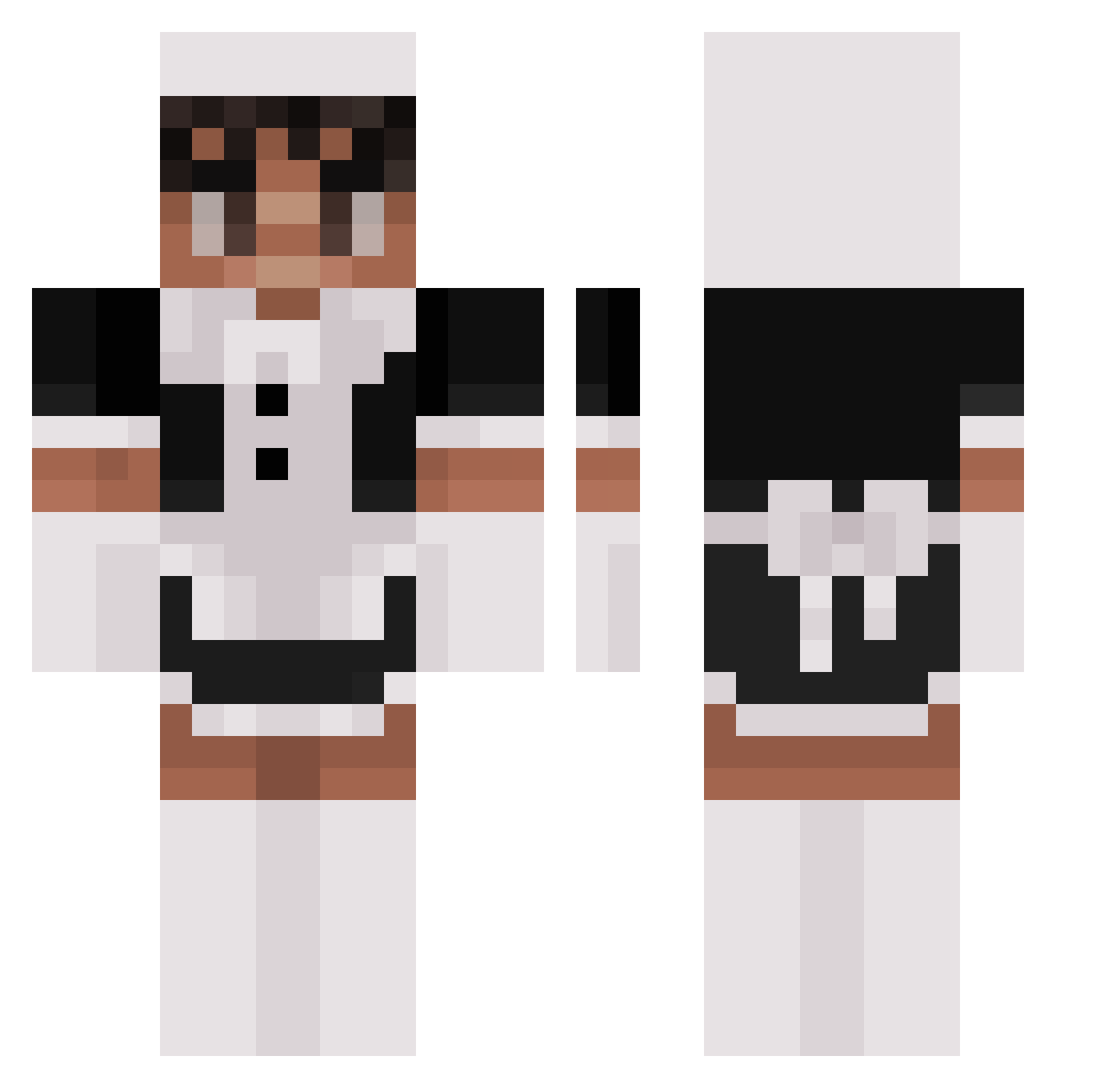 DoofusRadio Minecraft skin, front and back view