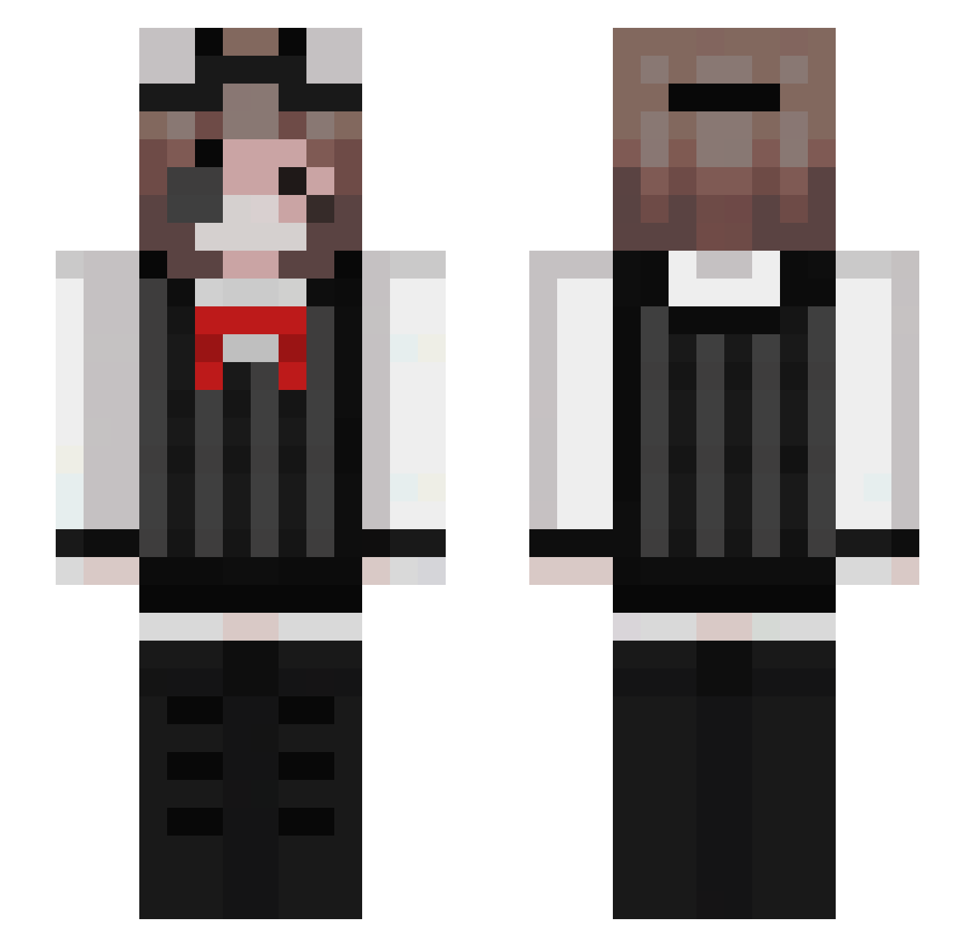 Katthegremlin Minecraft skin, front and back view