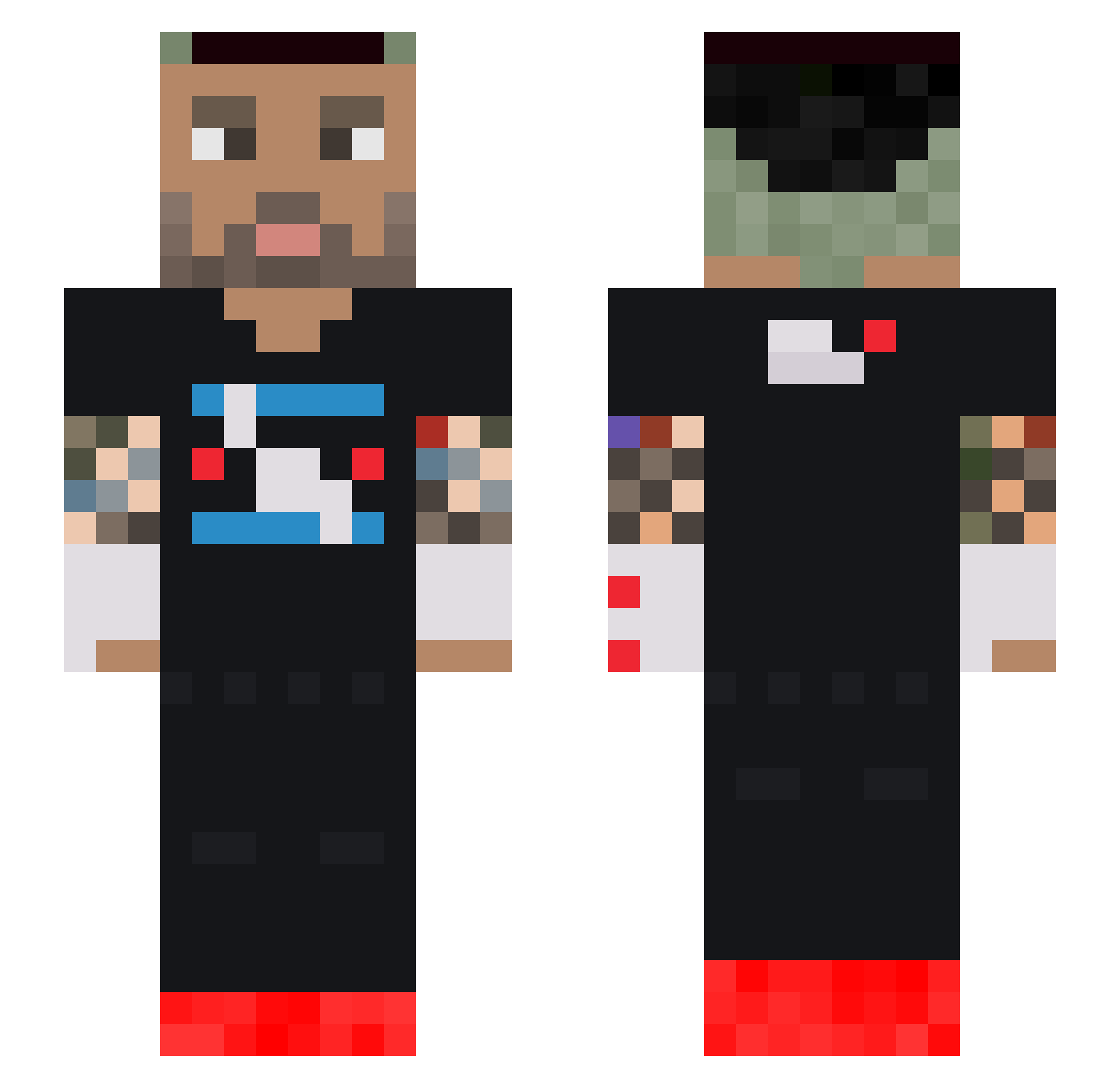 Mr_McDicery Minecraft skin, front and back view