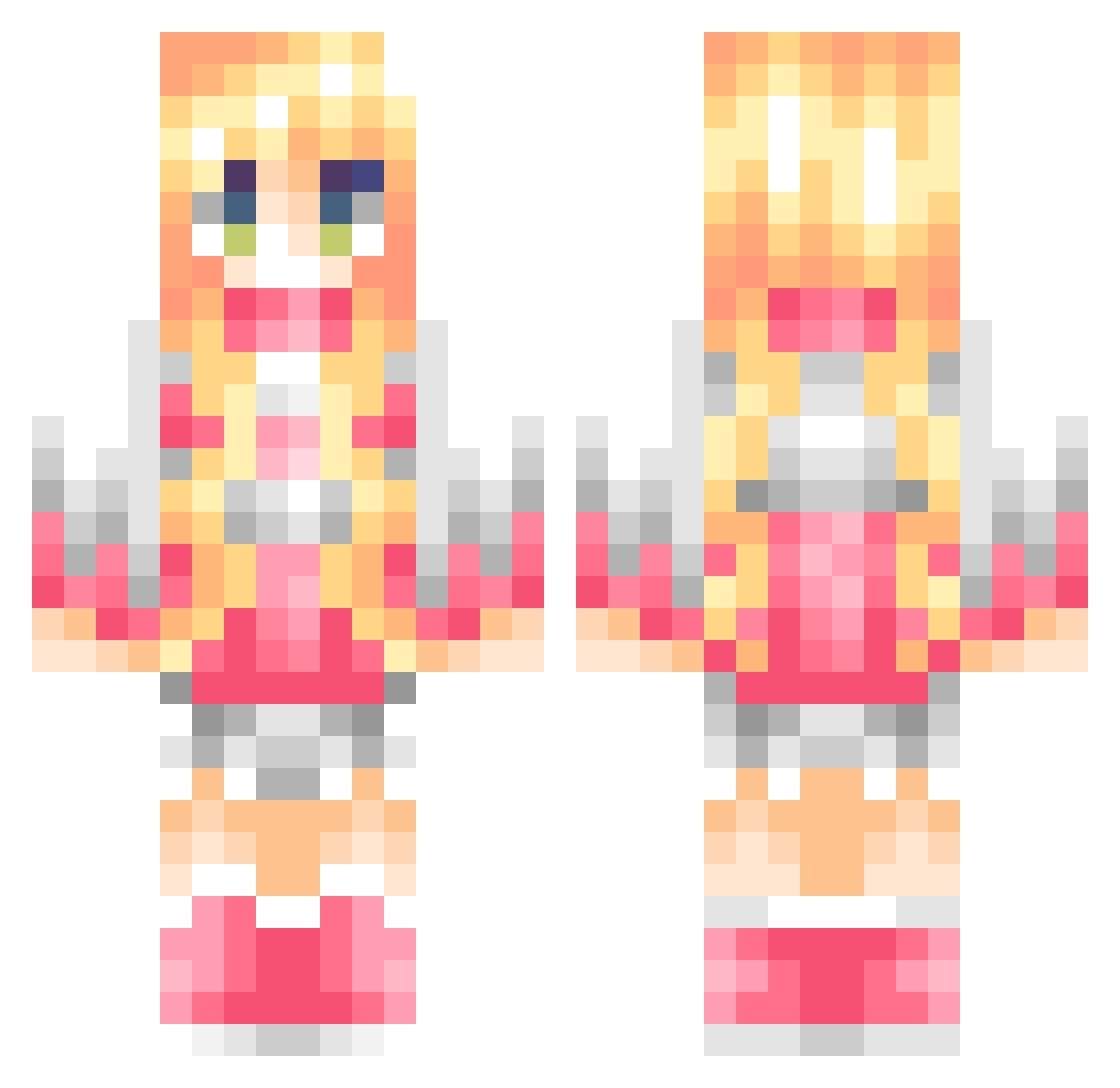 Refreshen Minecraft skin, front and back view