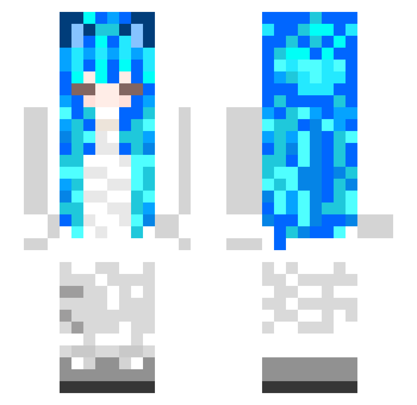 Xeomorph Minecraft skin, front and back view