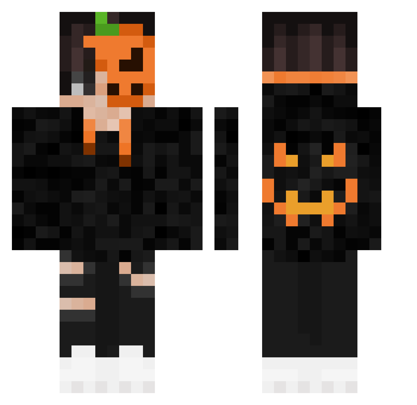 plrz Minecraft skin, front and back view