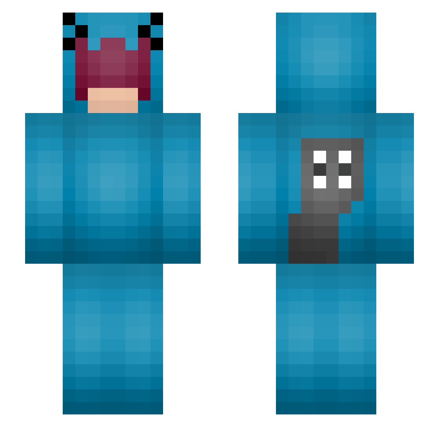 Buwoo Minecraft skin, front and back view