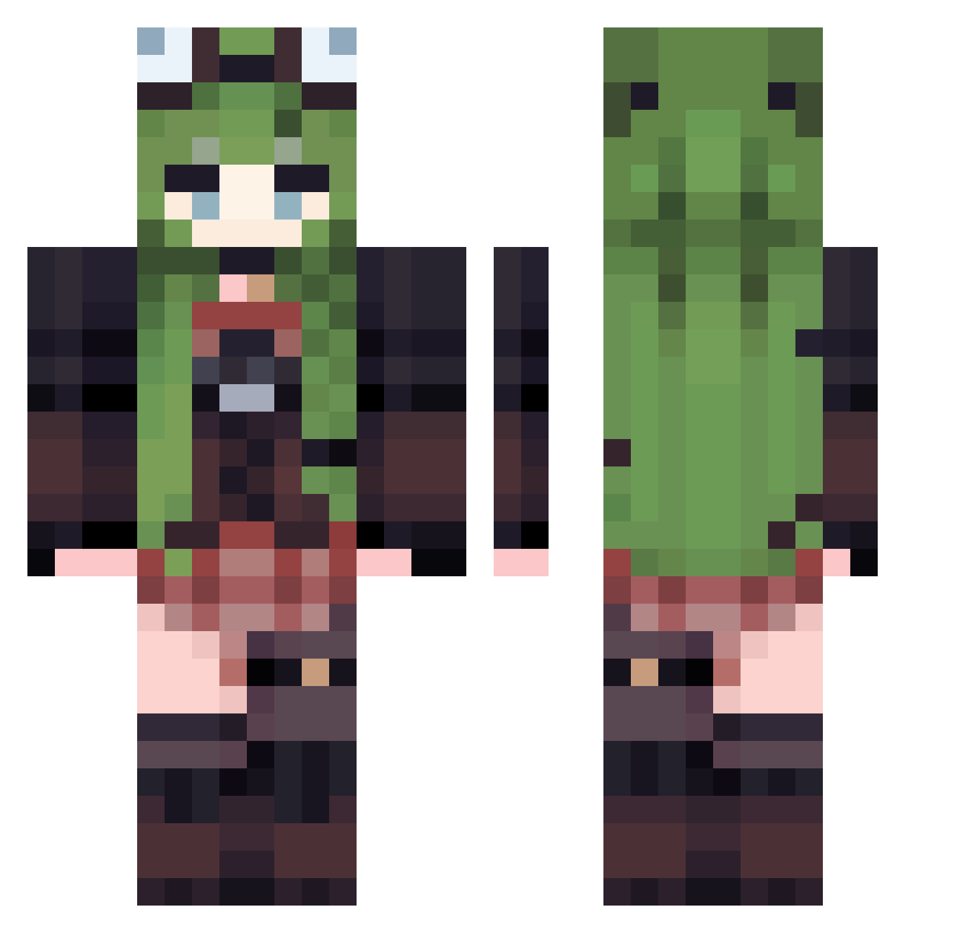 Zenkato Minecraft skin, front and back view