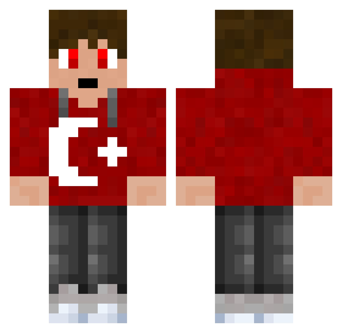 DeniizDK Minecraft skin, front and back view