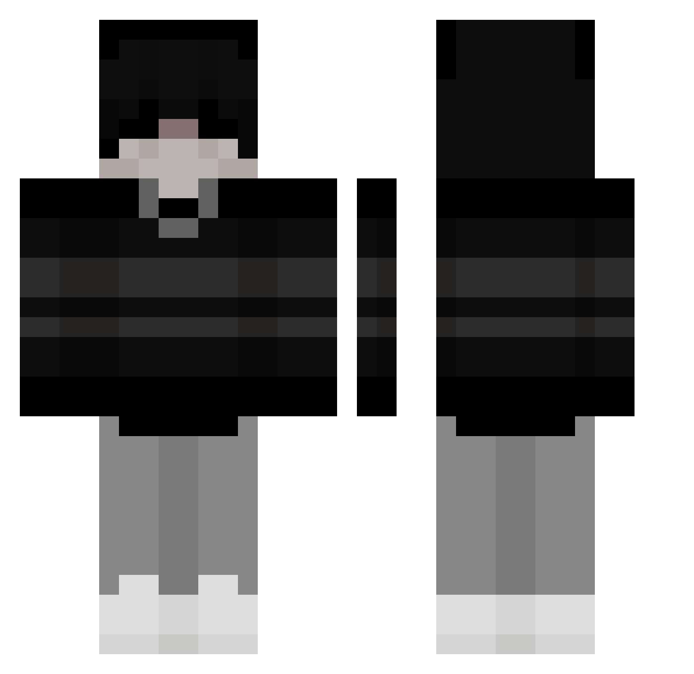 smouterSpace Minecraft skin, front and back view