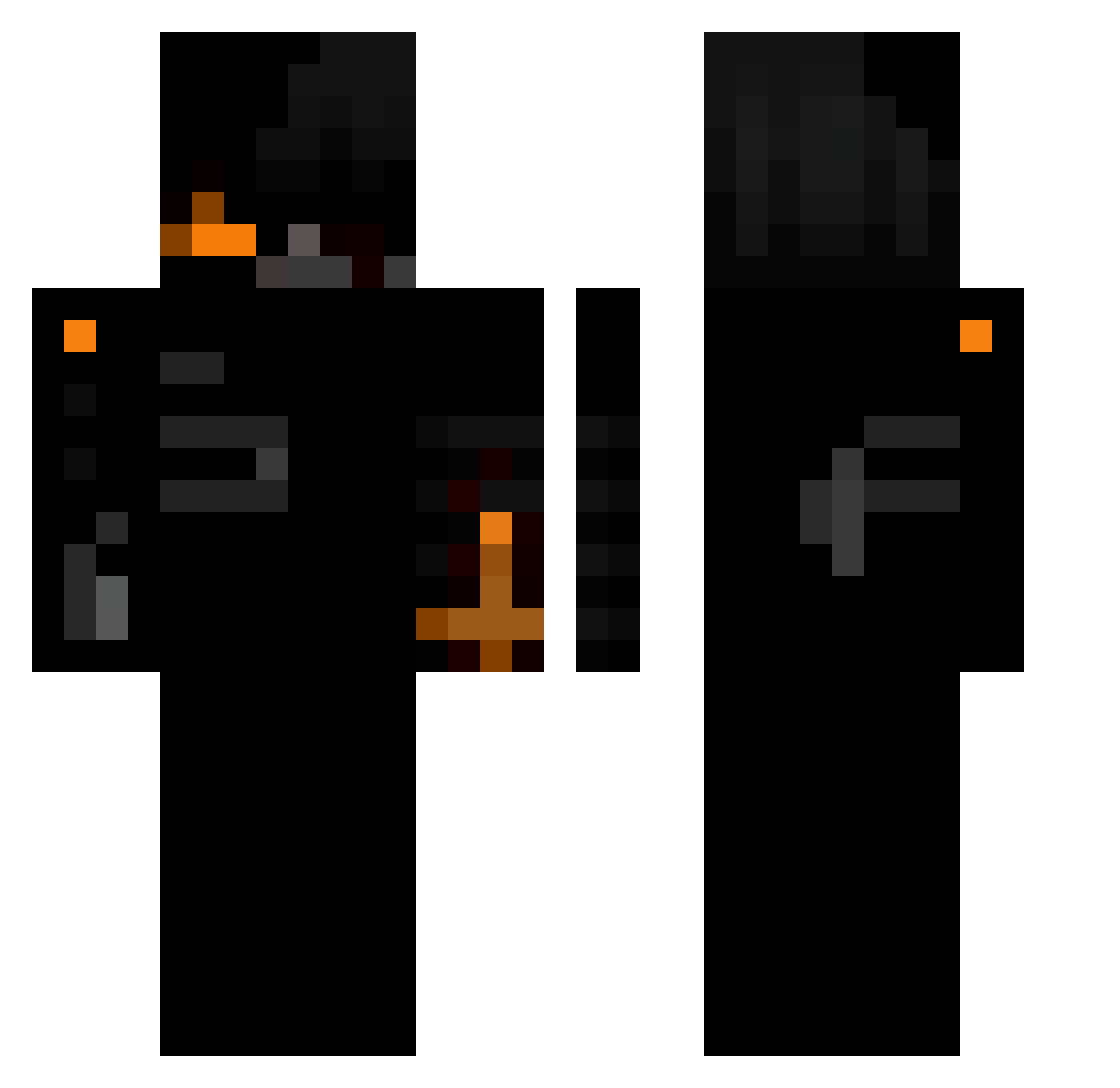ItzHearts Minecraft skin, front and back view