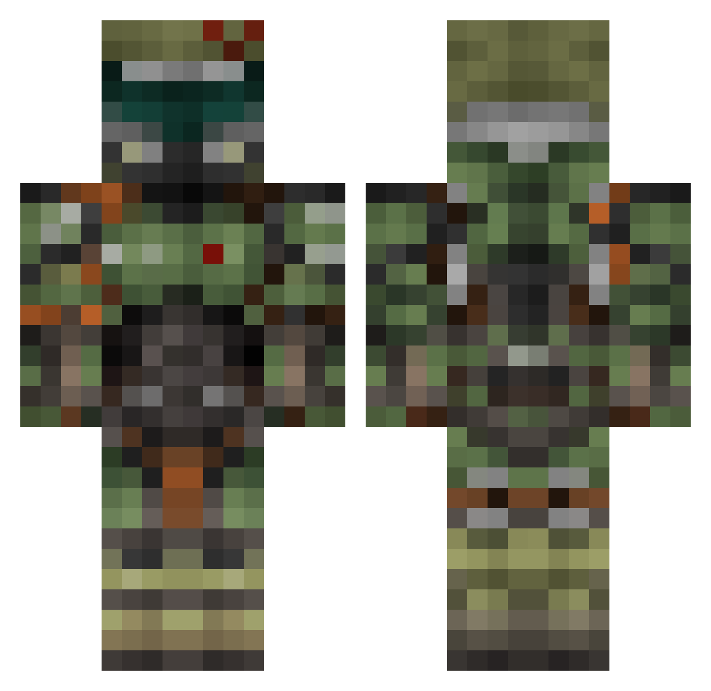 Rad3322 Minecraft skin, front and back view