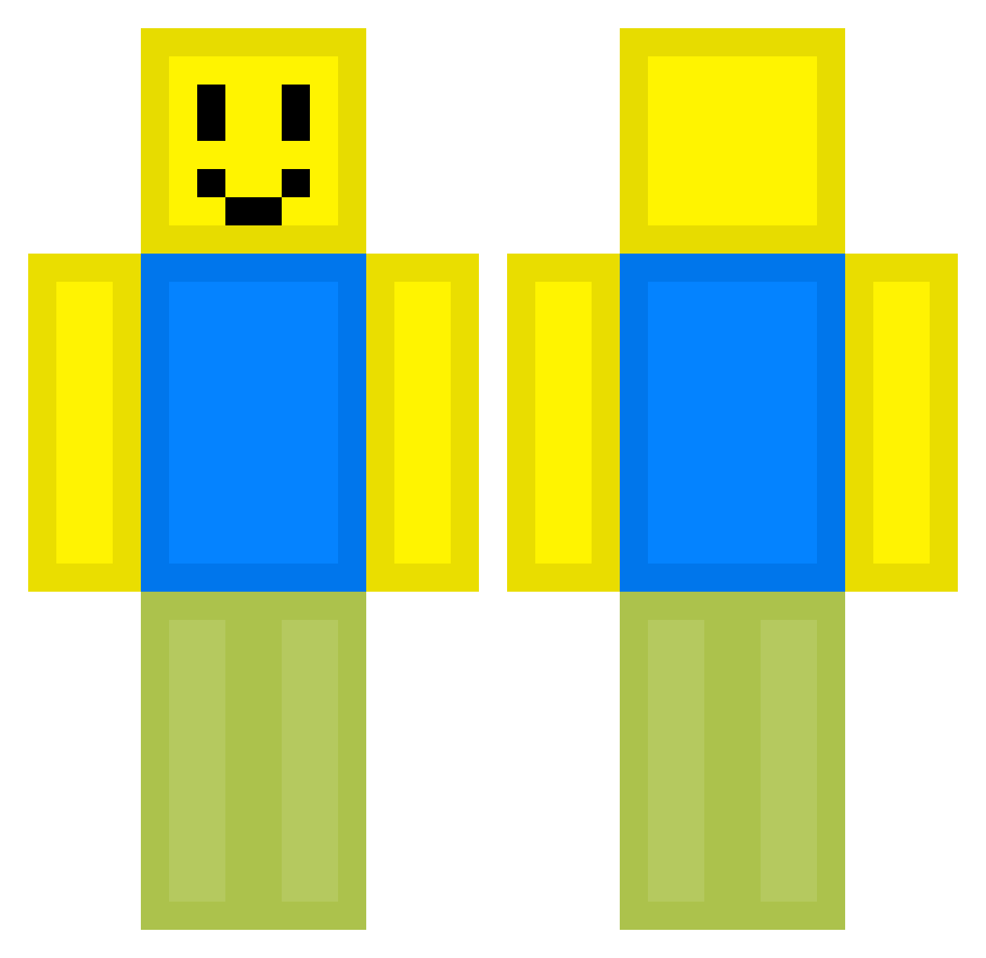 Overbill Minecraft skin, front and back view