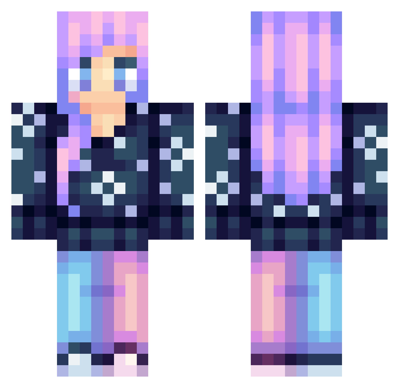 Qd3 Minecraft skin, front and back view
