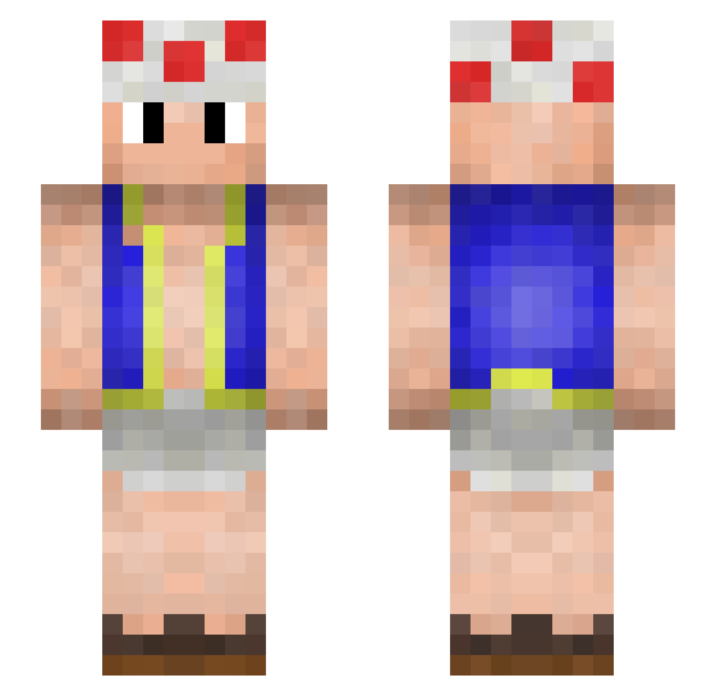 clasper Minecraft skin, front and back view