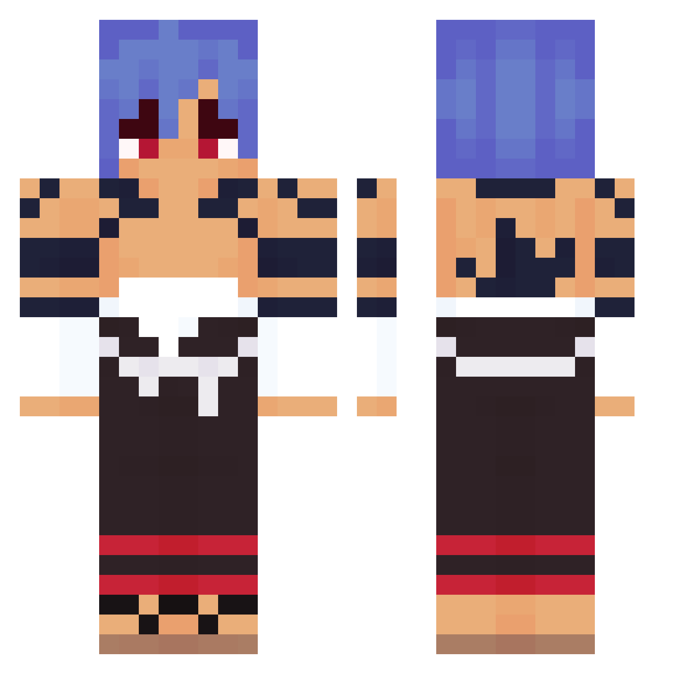 DebonairFab Minecraft skin, front and back view