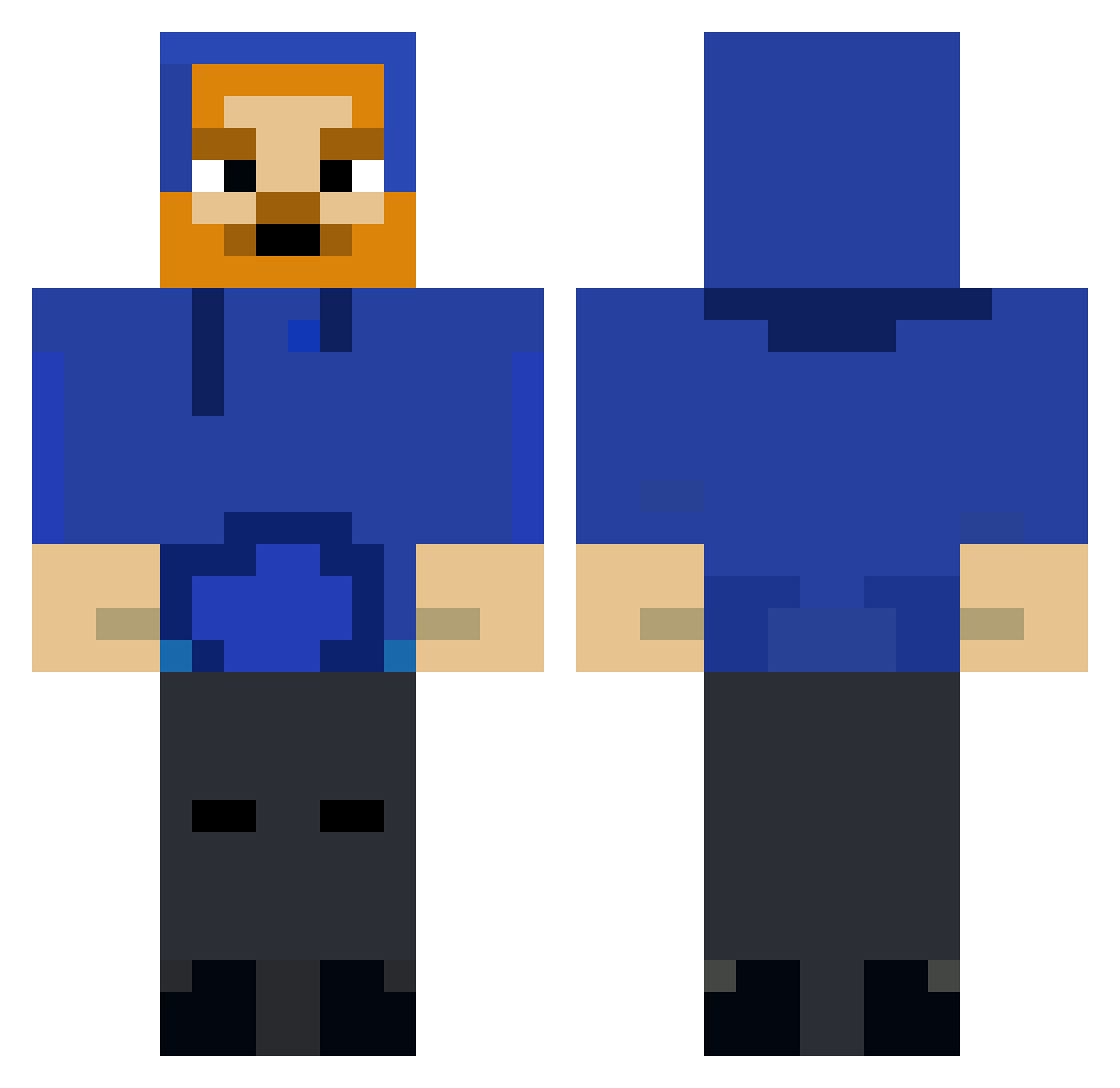 sigmaskibid Minecraft skin, front and back view