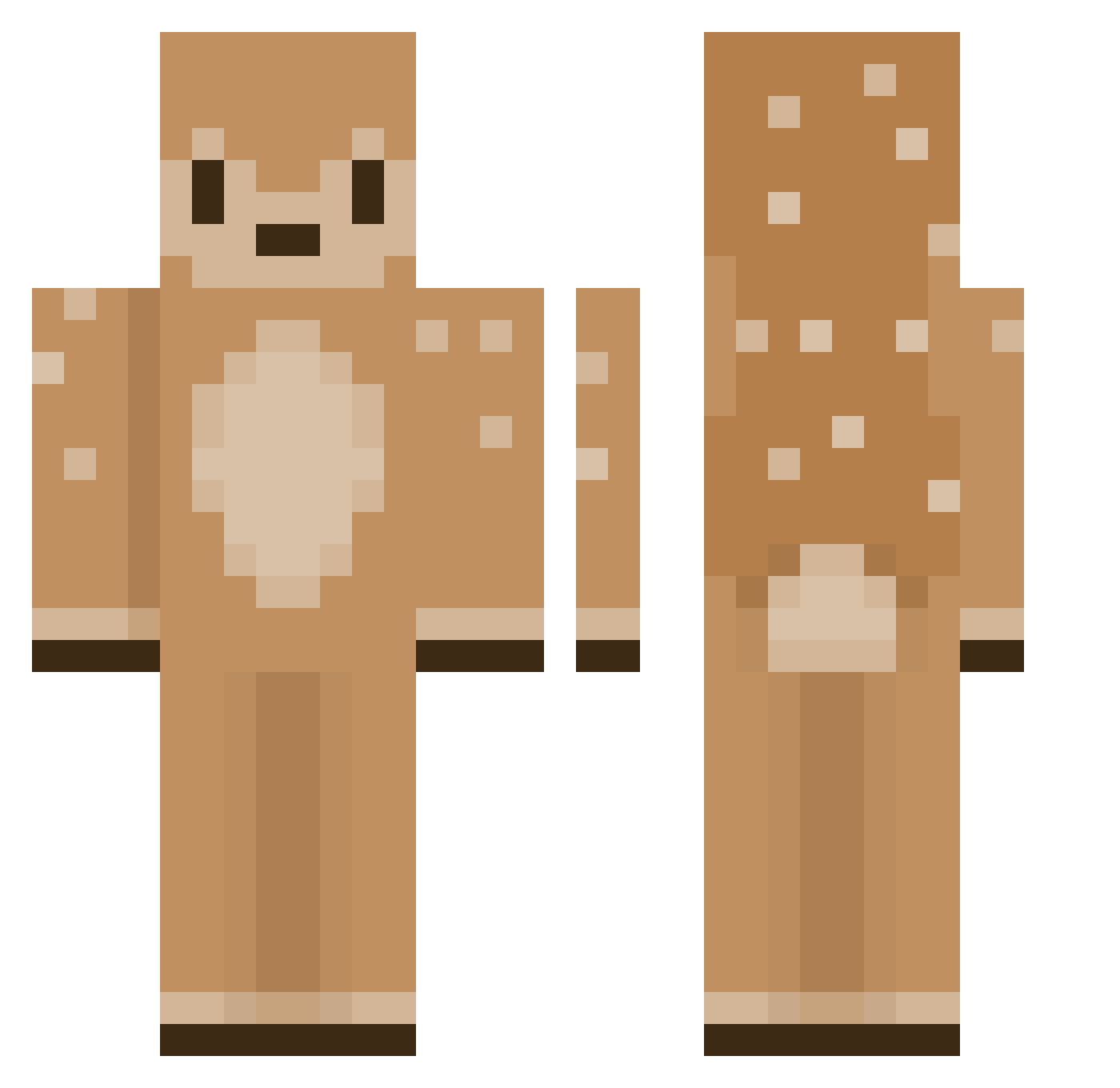 ZooDeer Minecraft skin, front and back view