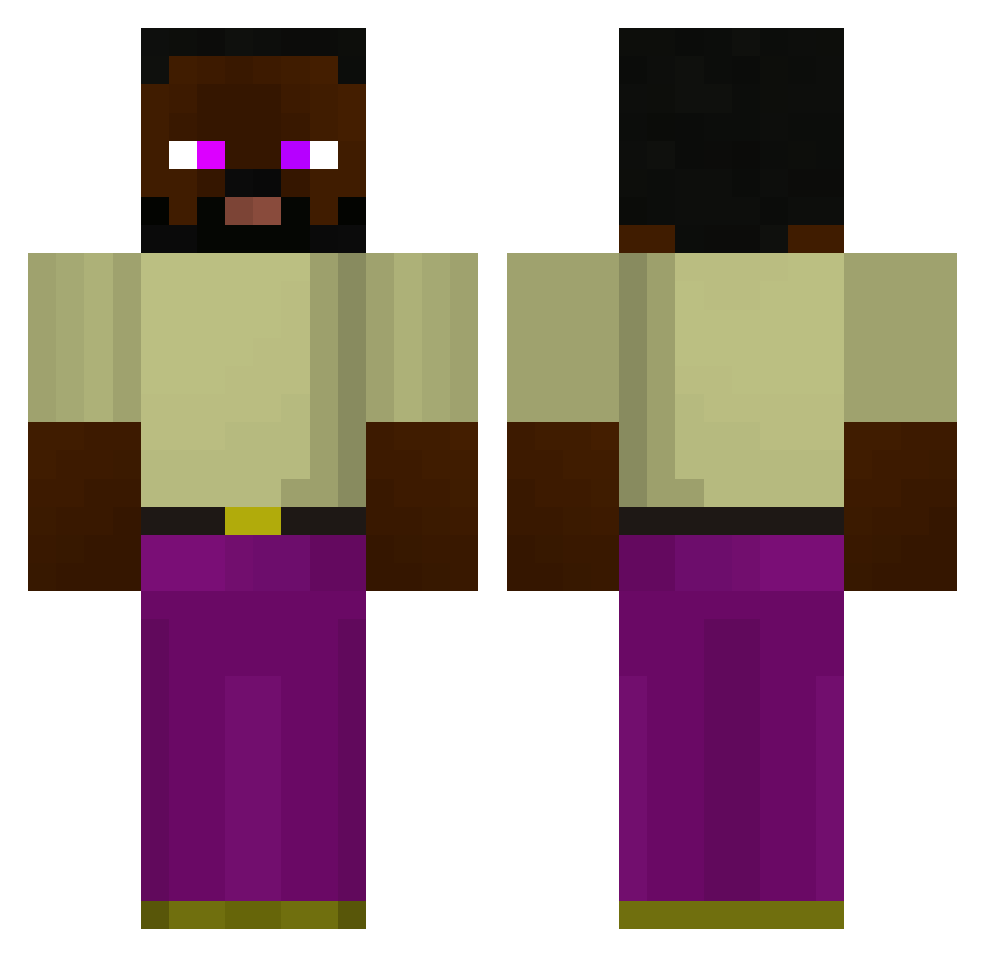 slepes Minecraft skin, front and back view