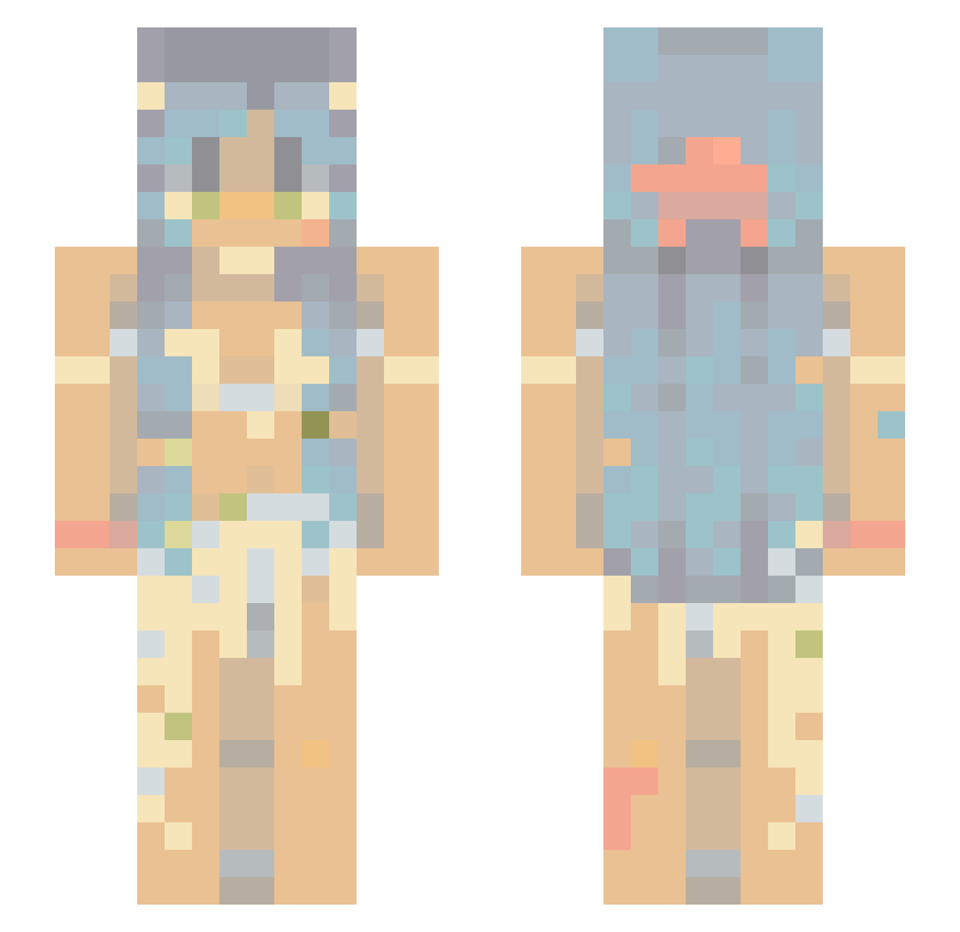 AlphieHideout Minecraft skin, front and back view