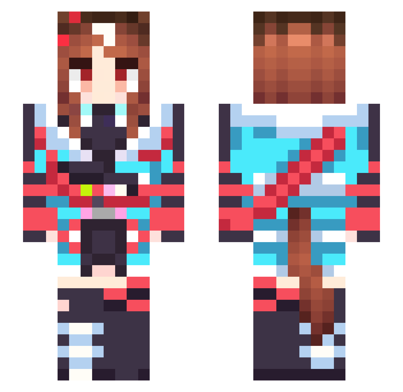 Whiffer13 Minecraft skin, front and back view