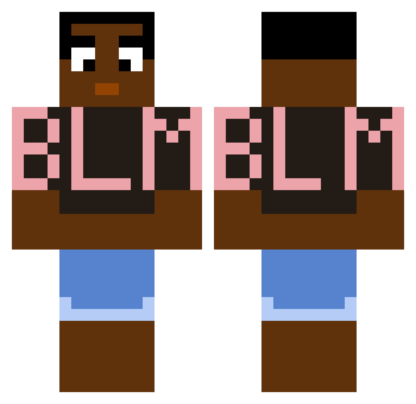 PoopCheese Minecraft skin, front and back view
