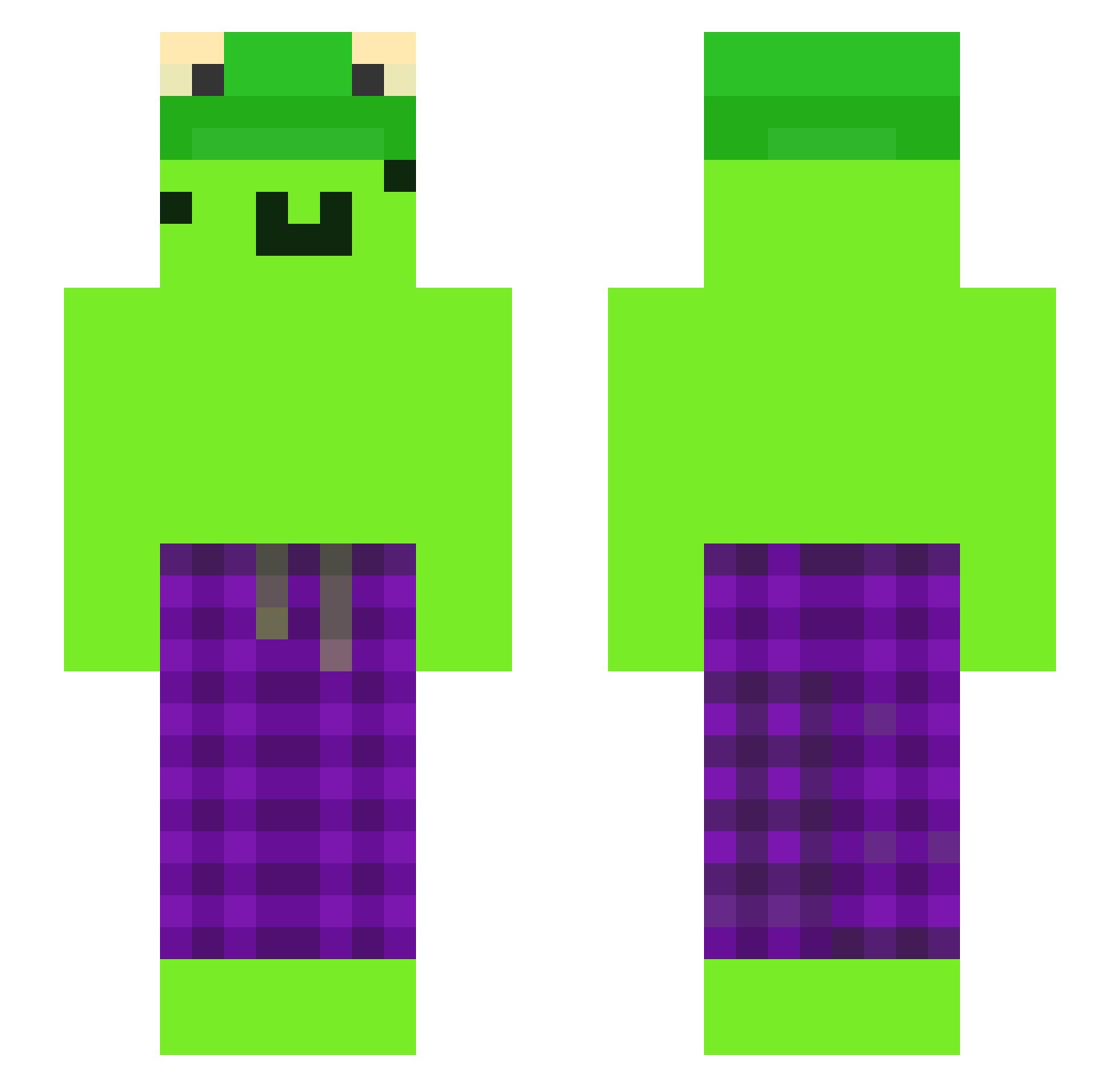 Phacial Minecraft skin, front and back view