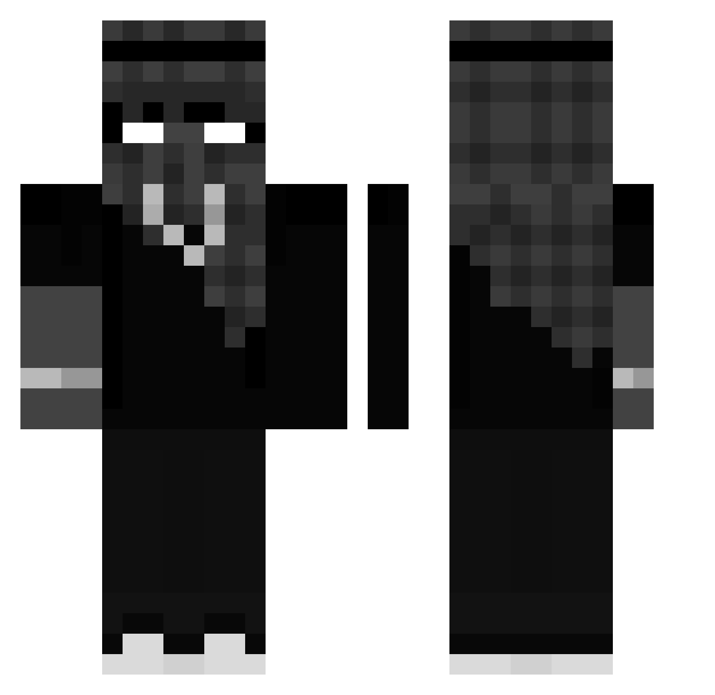 t3mp8 Minecraft skin, front and back view