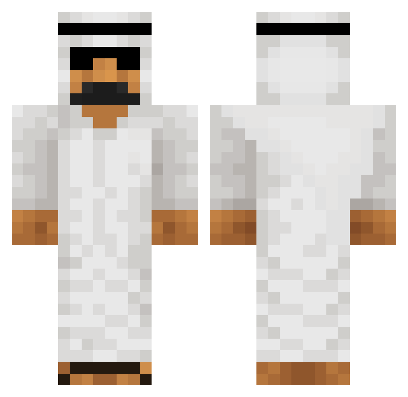 mo0da Minecraft skin, front and back view