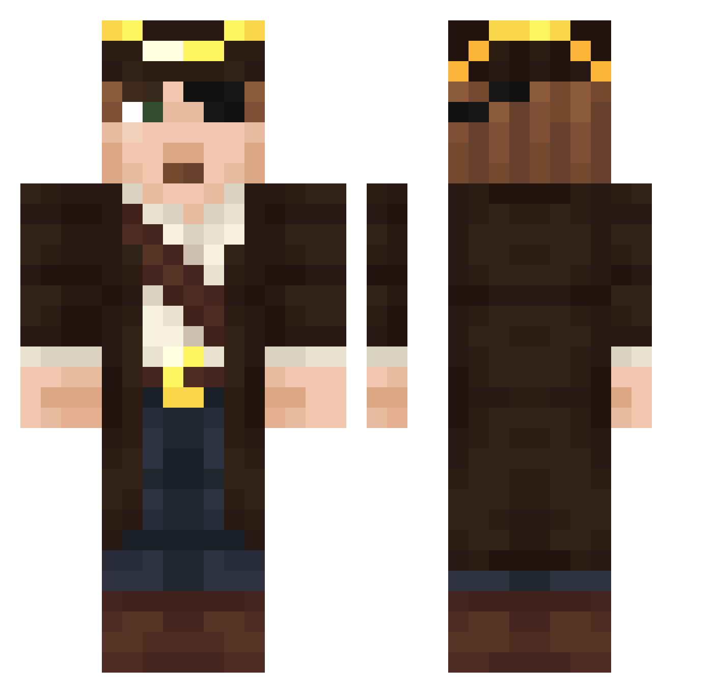 TwoFountains Minecraft skin, front and back view