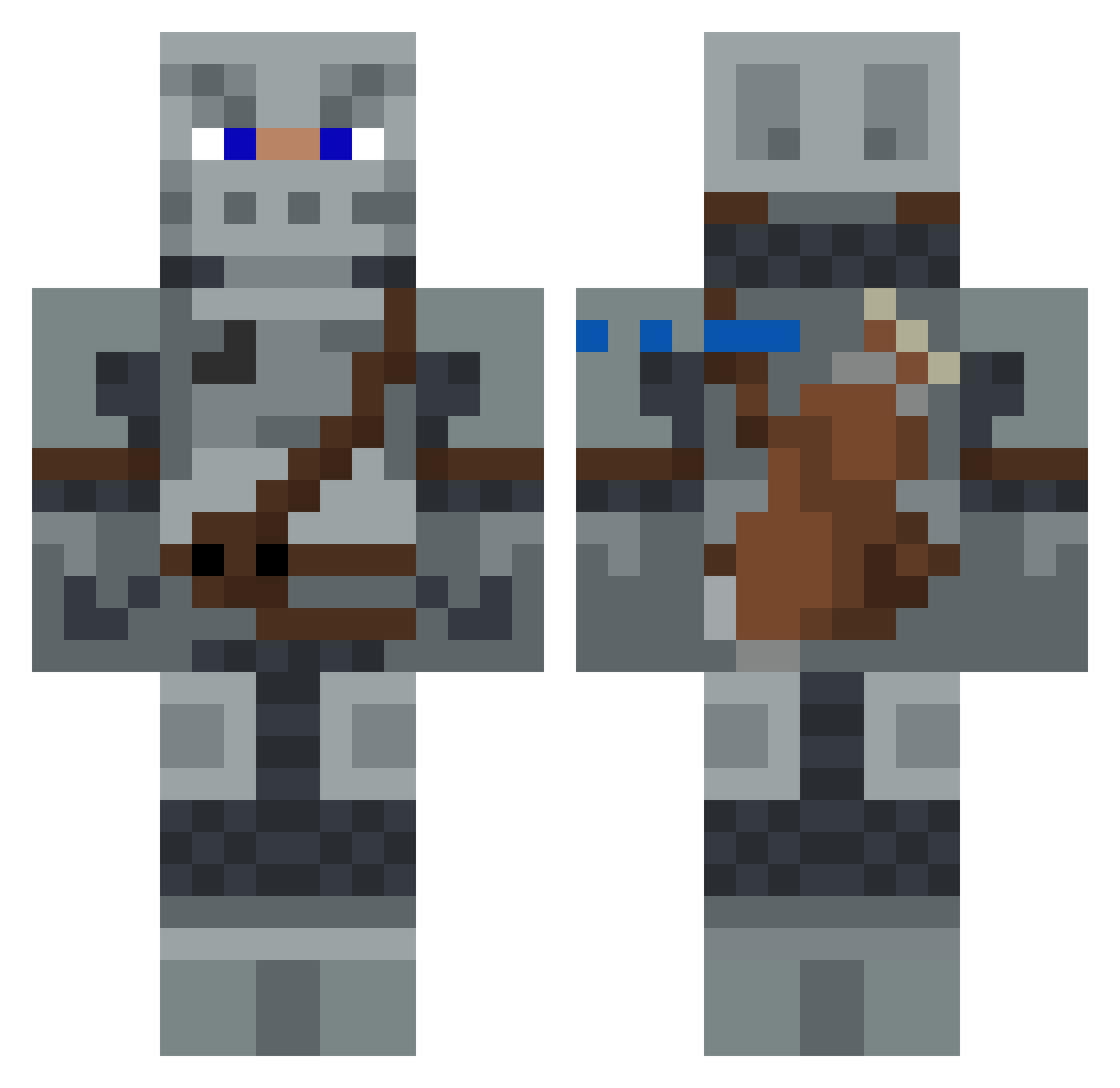 Plshy333 Minecraft skin, front and back view