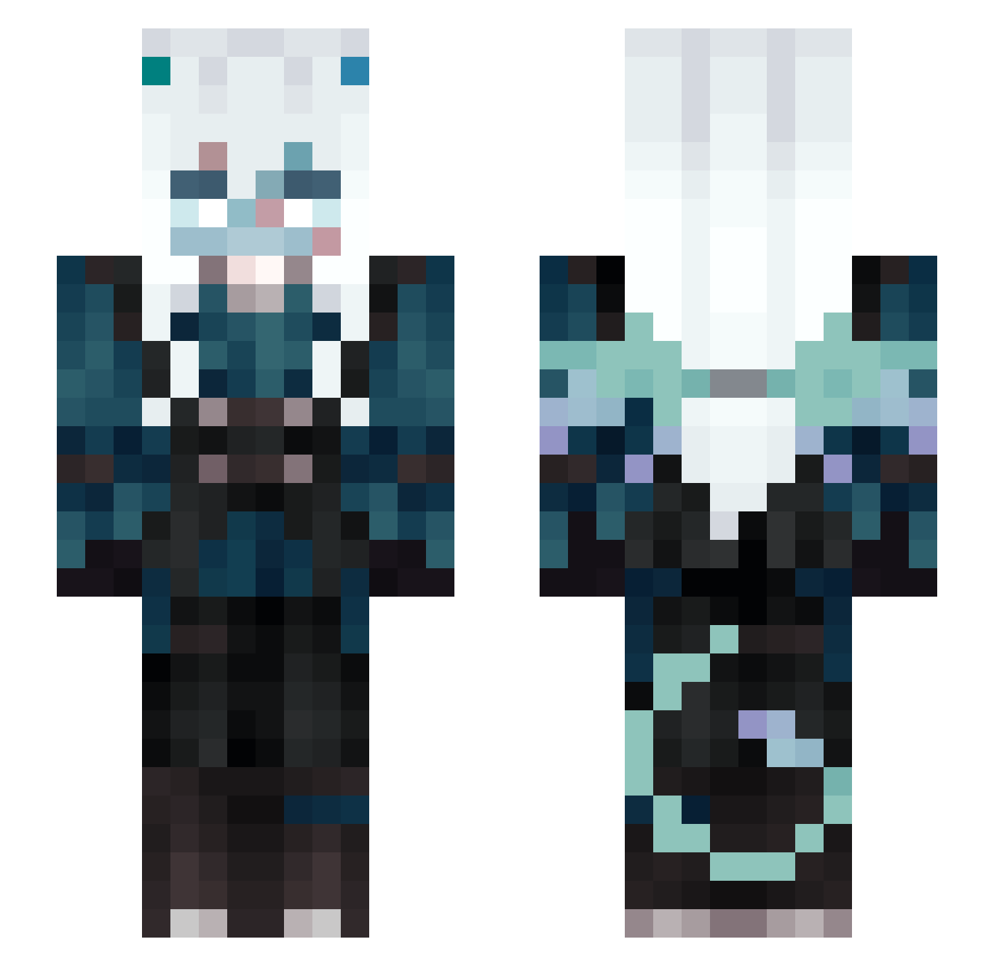 Ghostiegills Minecraft skin, front and back view