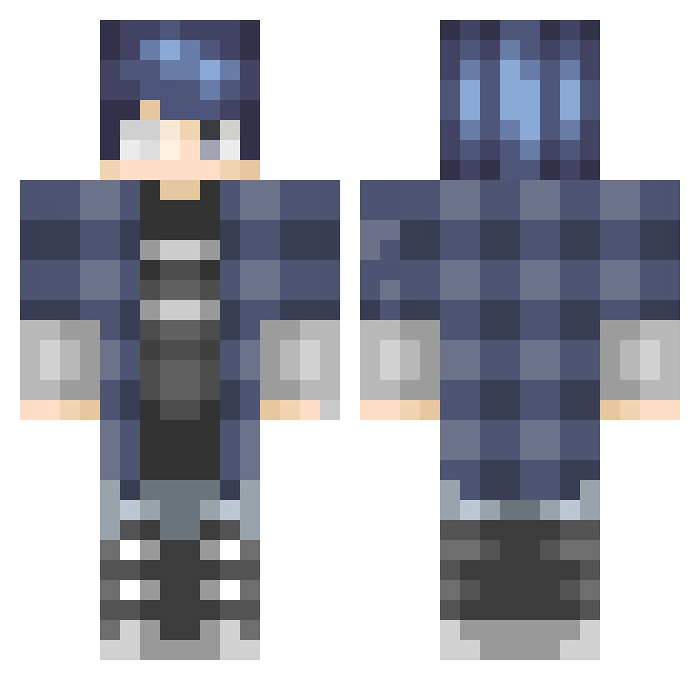WarriorExpress77 Minecraft skin, front and back view