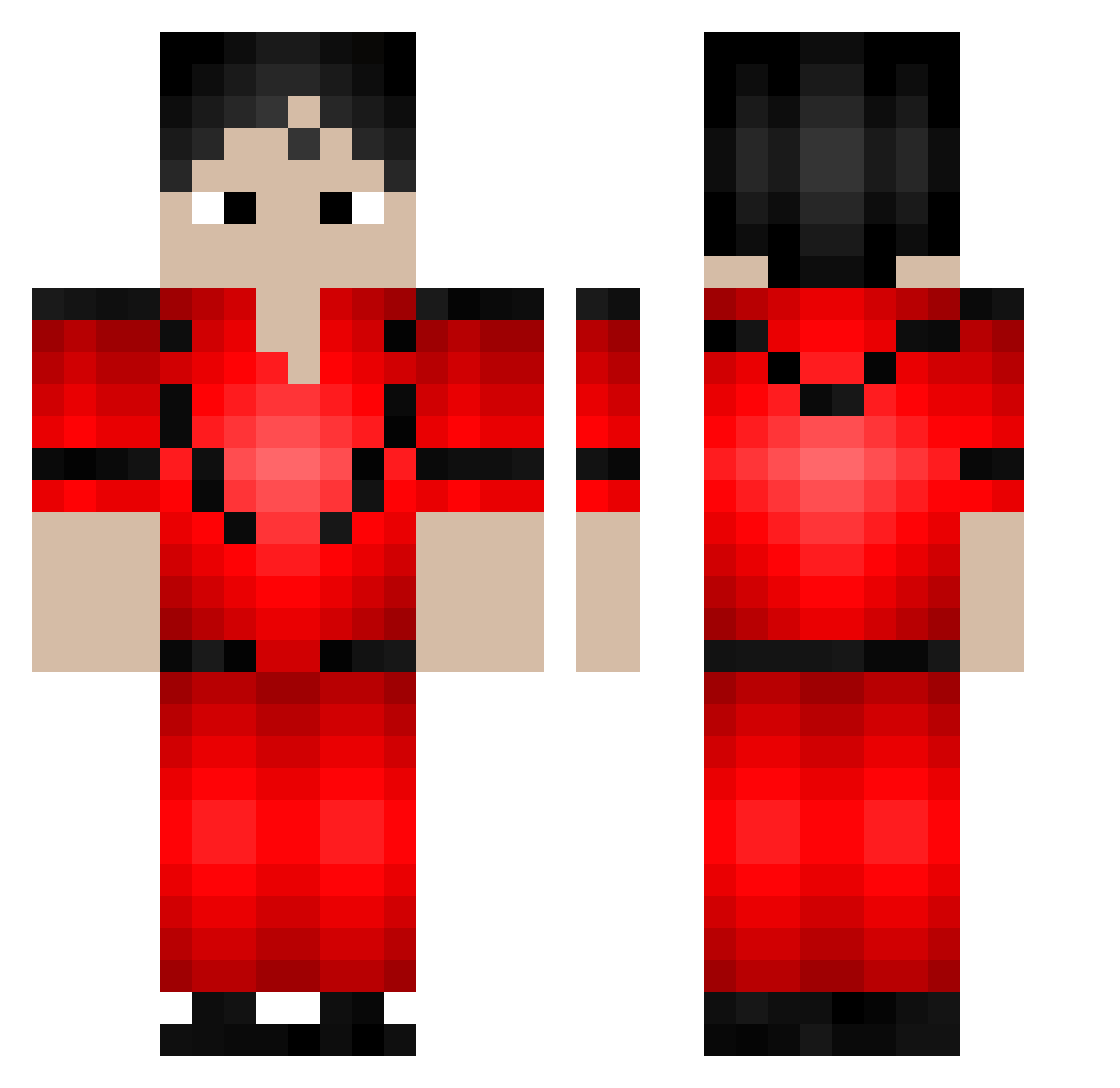 Sebb0o Minecraft skin, front and back view